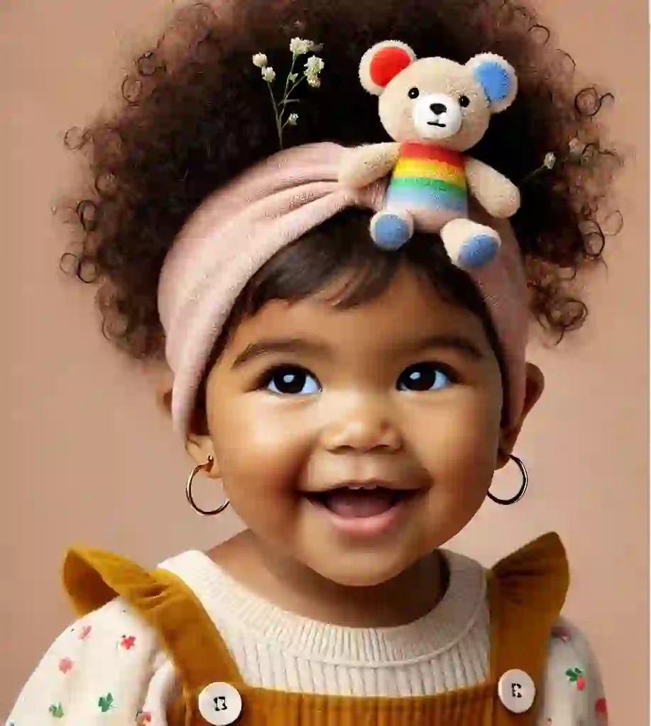 Small Bear-Themed Baby Headband with Plush Bear Toy